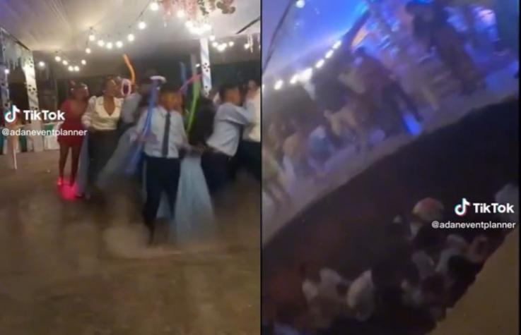Impactante: Pista de baile se desploma inesperadamente en medio de una fiesta de graduación