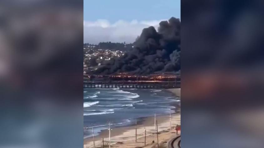 Incendio afecta a Puerto Ventanas y genera densa nube de humo