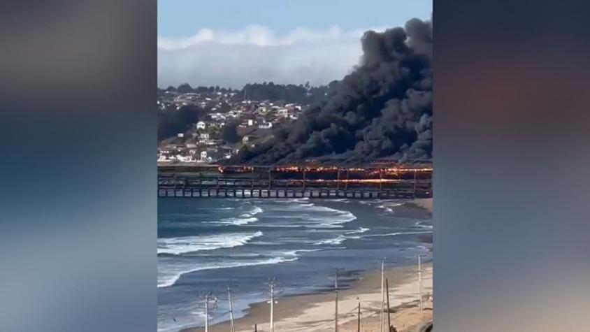 Puerto Ventanas informó que no hay lesionados tras incendio en cinta transportadora
