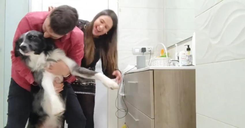Hermanos se encierran en el baño con su perro para que no escape por los fuegos artificiales