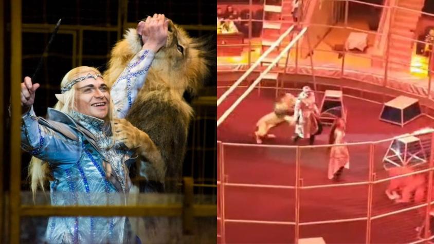 León atacó a domador en rutina en un circo ruso