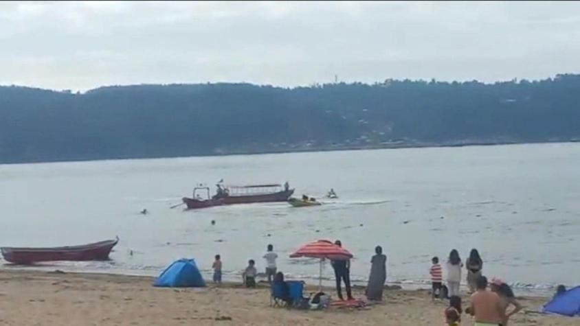 [VIDEO] Bote fuera de control lanzó a pasajero en Dichato