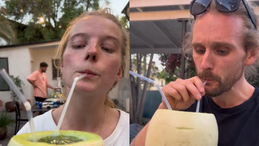 "Es muy...": La llamativa reacción de unos turistas noruegos al probar el melón con vino en Chile