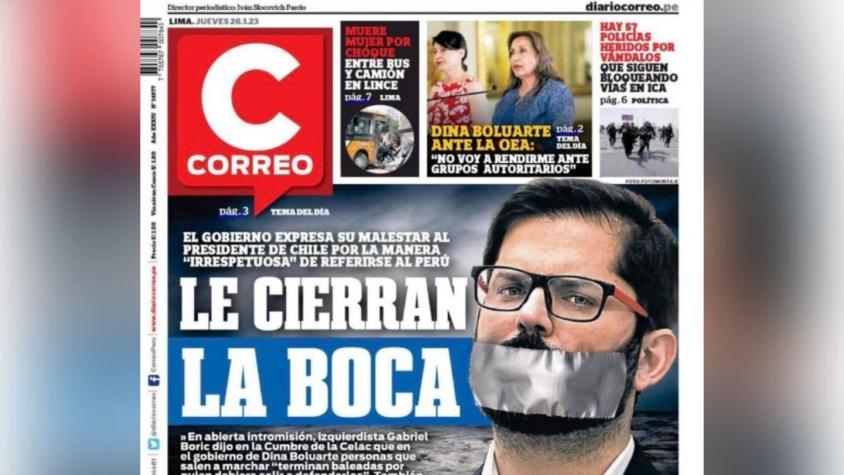 "Le cierran la boca": Diario peruano publica polémica portada sobre Boric tras críticas a Boluarte