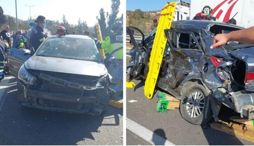 Dos fallecidos en accidente de tránsito en autopista Troncal Sur en la región de Valparaíso