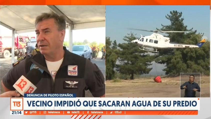 [VIDEO] Piloto español denunció que vecino impidió que sacaran agua de su predio