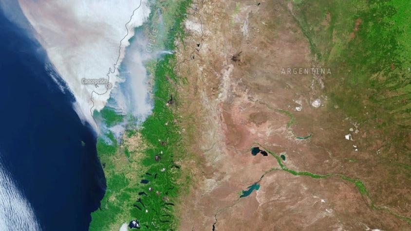 Incendios en Chile: las imágenes desde el espacio que muestran la magnitud de la ola de fuegos
