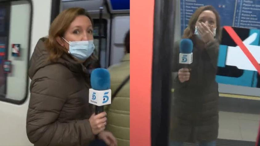 [VIDEO] Periodista española informaba importante anuncio desde el Metro y acabó viviendo chascarro