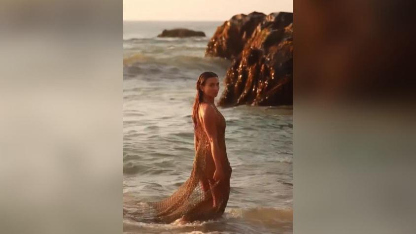 "No me aguanté: Tita Ureta se bañó en el mar con el vestido que usó en la gala del Festival de Viña