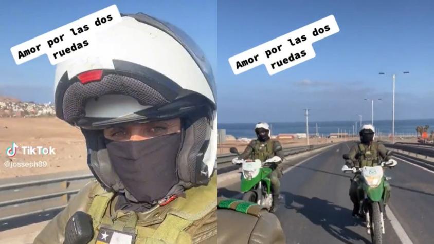 Carabinero grabó TikTok conduciendo moto en Antofagasta: Institución inició proceso administrativo