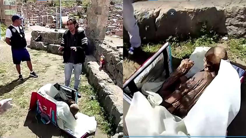 [FOTOS] Perú: Hallan una momia en el interior de una mochila de delivery