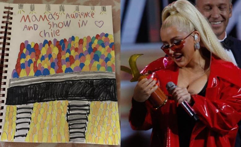 Christina Aguilera comparte el tierno dibujo que su hija hizo sobre el público chileno