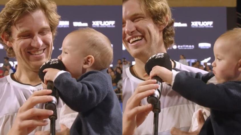 Se apoderó del micrófono: hijo de Nicolás Jarry se roba todas las miradas tras título en Chile Open