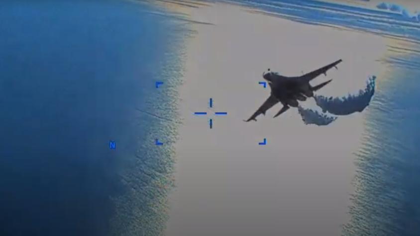[VIDEO] Revelan registro del choque de avión ruso contra dron estadounidense en el Mar Negro