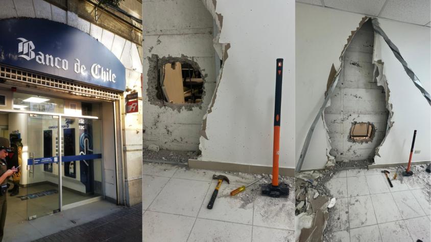 Carabineros frustra robo en sucursal de banco: Delincuentes perforaron muralla de local aledaño para ingresar