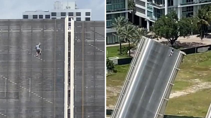 [VIDEO] Captan a hombre que escaló puente levadizo de Miami
