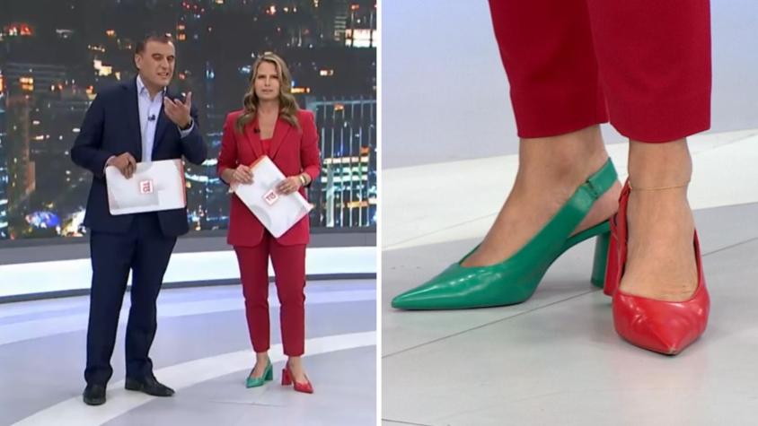 ¿Por qué Soledad Onetto usó zapatos de distinto color durante T13 Central?