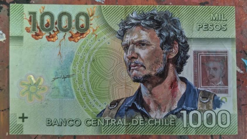 “Lukazo”: Artista argentino recrea a Pedro Pascal en el billete chileno de $1.000