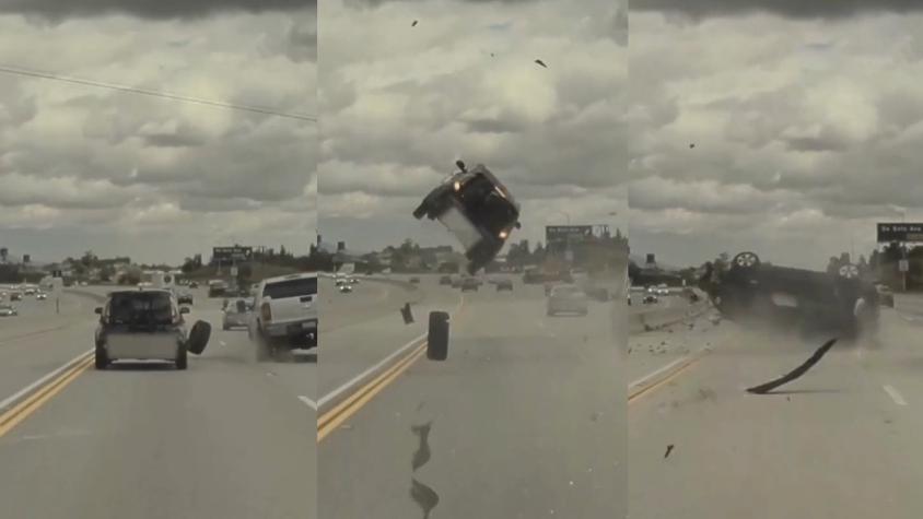 Captan dramático accidente en plena autopista: rueda desprendida originó la impresionante escena