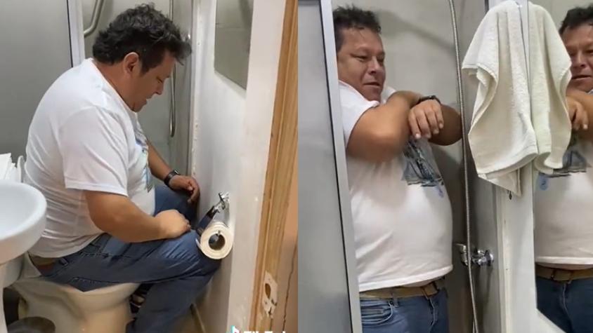 Hombre volvió viral diminuto baño de hostal en Concepción: en la ducha no podía mover los brazos