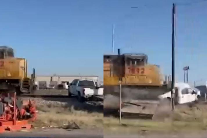 [VIDEO] Impactante registro muestra cómo tren arrolla a camioneta en EE.UU