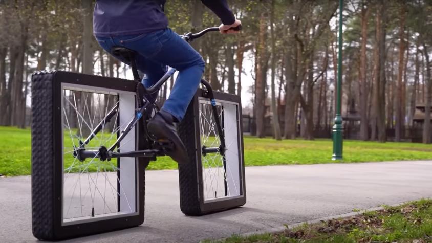 Ingeniero crea bicicleta con las ruedas cuadradas y muestra cómo funciona