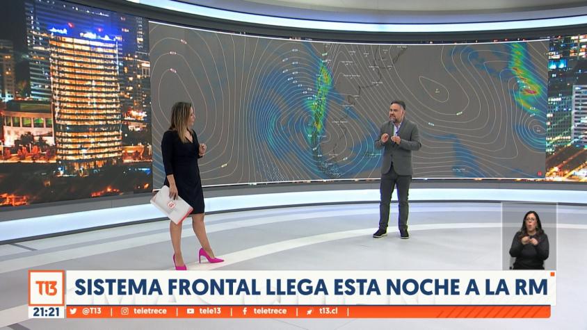 Sistema frontal llega la noche de este viernes a la región Metropolitana