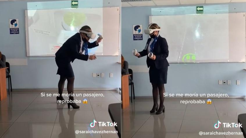 Joven aprobó su examen de azafata usando realidad virtual