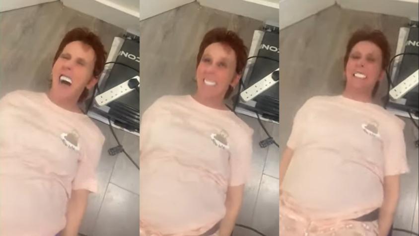 Mujer se hace viral con hilarante video donde se le cae su dentadura postiza al usar una máquina vibratoria
