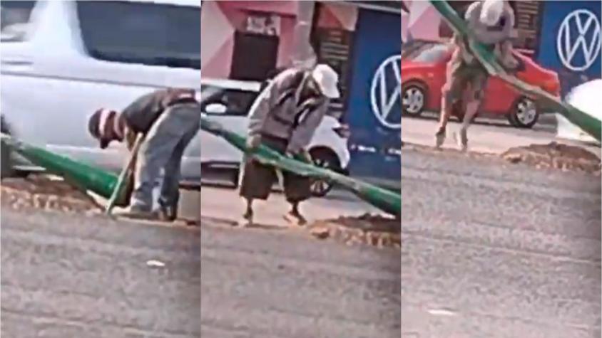 Video capta momento en que hombre sale volando mientras robaba cables de un poste