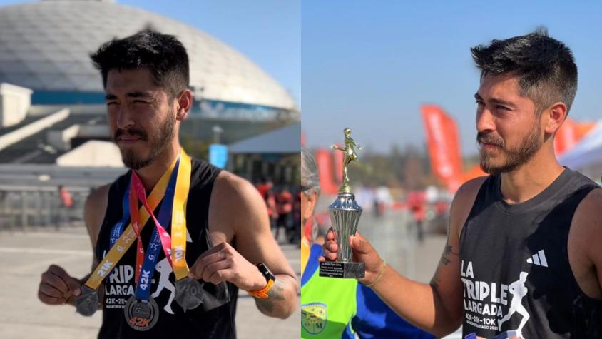 ¡GIGANTE! Matías Olguín marcó hito en la Maratón de Santiago: Corrió los tres tramos por causa benéfica