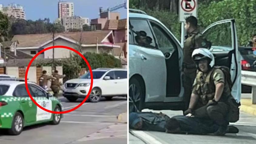 El momento exacto en que carabineros usó sus armas para detener a sujetos que robaron auto en Viña del Mar