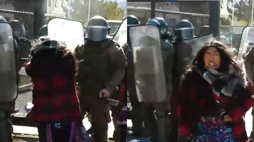 [VIDEO] Gendarme rocía gas en la cara a manifestante tras incidentes afuera de Cárcel de Angol