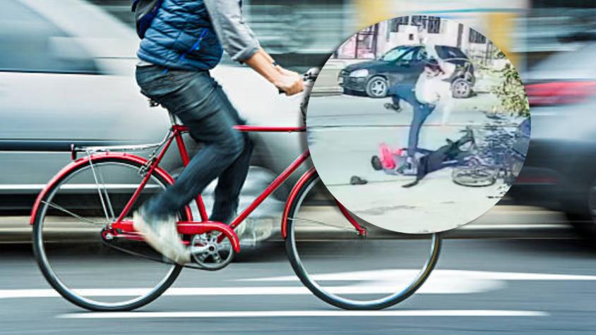 Delincuente recibió tremenda patada en la cara por robarle la bicicleta a un anciano de 78 años