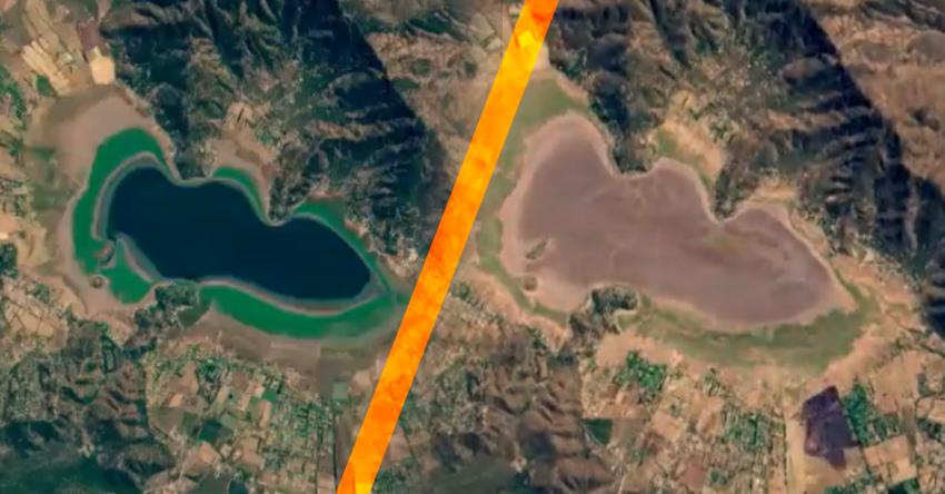 En sólo 7 años: Observatorio Copernicus muestra el dramático cambio de la laguna Aculeo