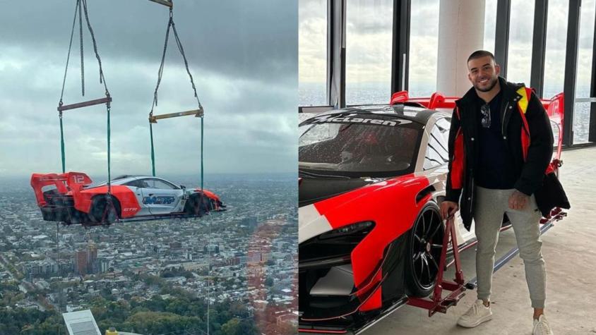 Como en 'Rápido y Furioso': Millonario subió su auto de lujo 57 pisos con una grúa para tenerlo en el living