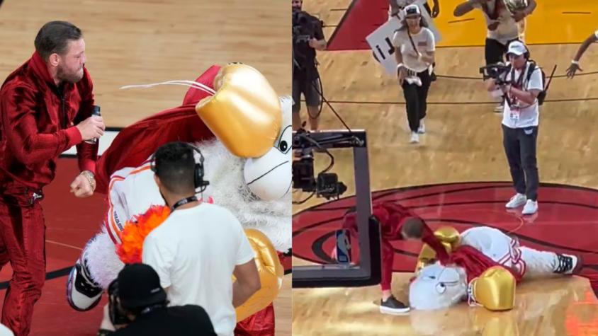 Conor McGregor va a las finales de la NBA y manda a urgencias a mascota del Miami Heat con dos puñetazos