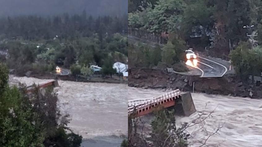 Río Ancoa destruyó puente de acceso al sector Chupallar en Linares: Senapred solicita evacuar la zona