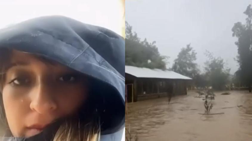 Mujer embarazada atrapada tras desborde de río Ancoa pide ayuda para ser rescatada