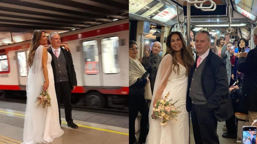 "Bip!, acepto": Pareja de recién casados se fue en Metro a su fiesta de matrimonio y causaron furor
