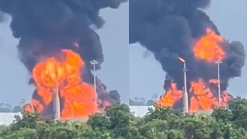 [VIDEO] Reportan masivo incendio en refinadora de petróleo en Estados Unidos