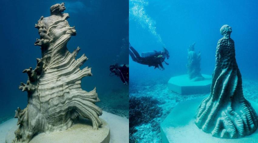 Rinden homenaje a científicos con bellas esculturas submarinas