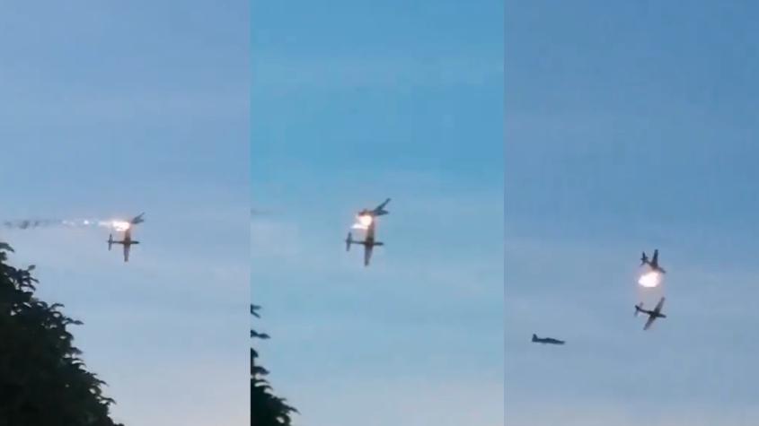 Registran impactante choque de dos aviones de la Fuerza Aérea de Colombia en pleno ejercicio