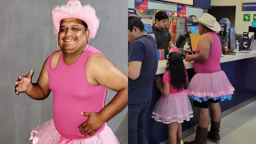 Papá se hace viral por vestirse de rosa para ir con su hija a ver Barbie: "Por ella me pego un tiro con el diablo si es posible"