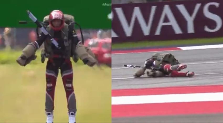 Hacía piruetas: Hombre con jetpack cae a la pista durante el Gran Premio de Austria 