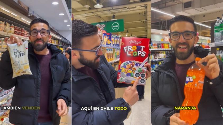 Español se muestra sorprendido por productos del supermercado en Chile