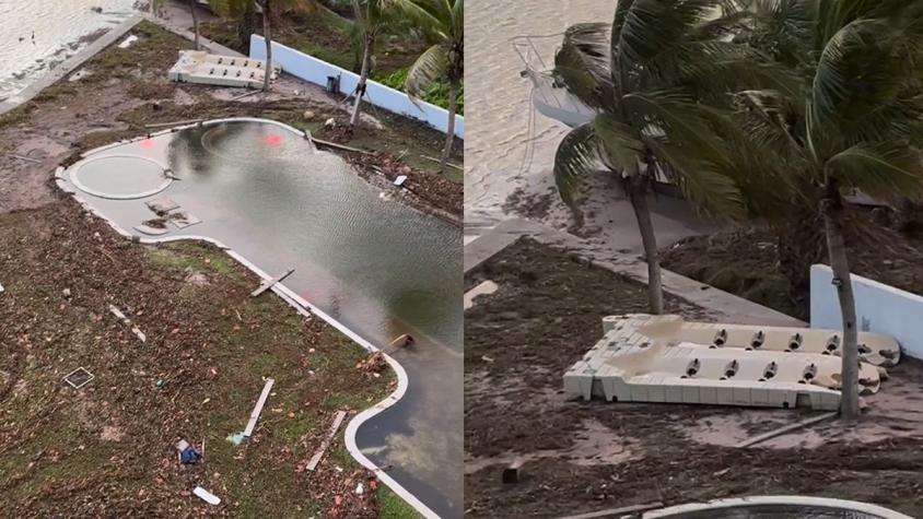 "Chino" Ríos y su esposa Paula Pavic muestran los daños en su casa tras paso del huracán Idalia