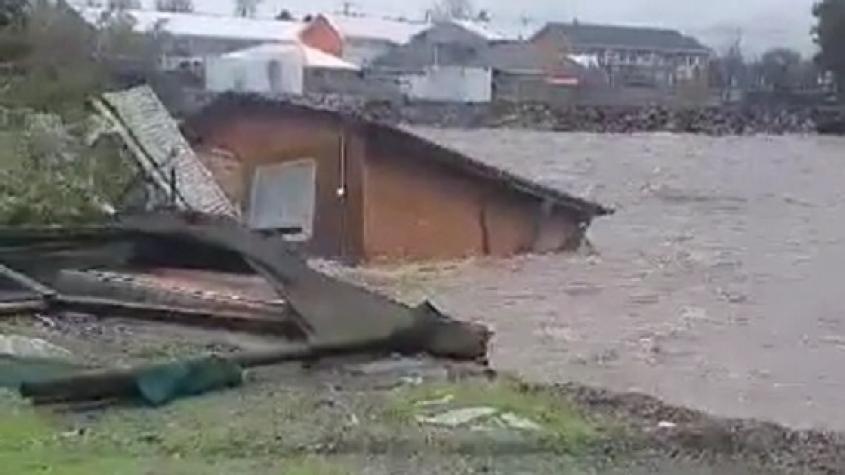 Vivienda es arrastrada por el agua tras desborde de río Chillán 