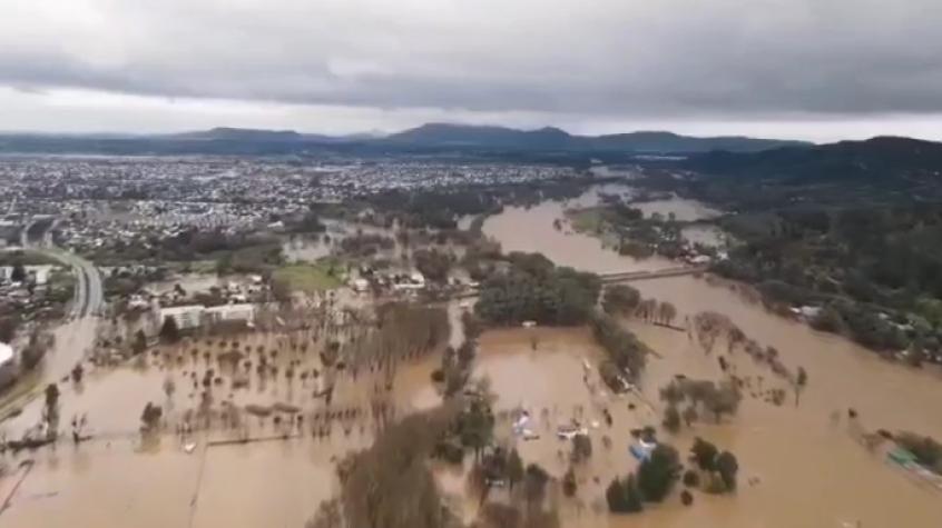 VIDEO | La impactante imagen aérea de Talca, inundada por la lluvia