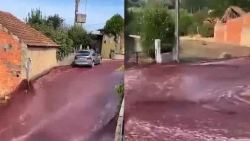 Insólito "río de vino" atravesó ciudad en Portugal: Más de 2 millones de litros recorrieron las calles